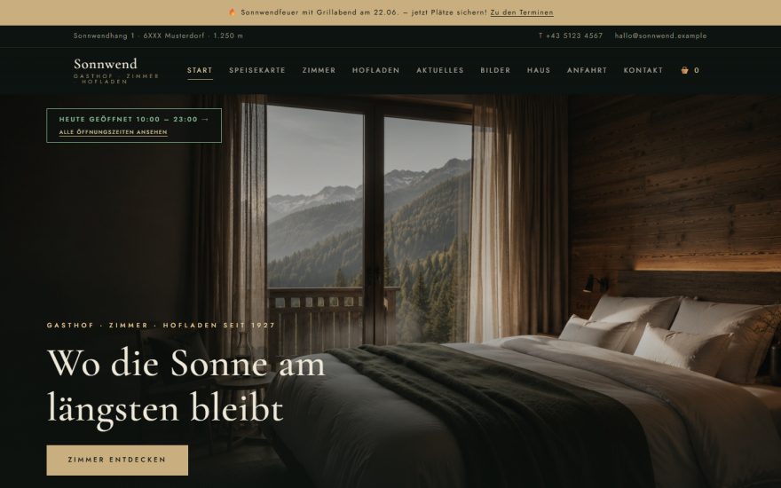 Demo-Website Gasthof Sonnwend