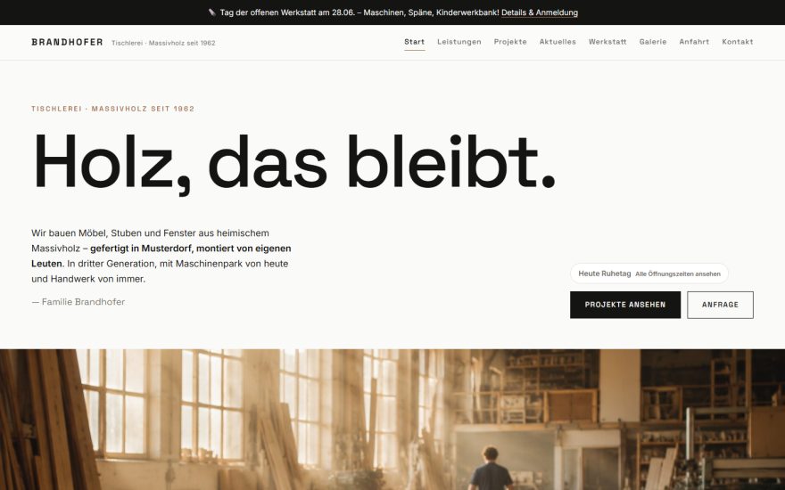 Demo-Website Tischlerei Brandhofer